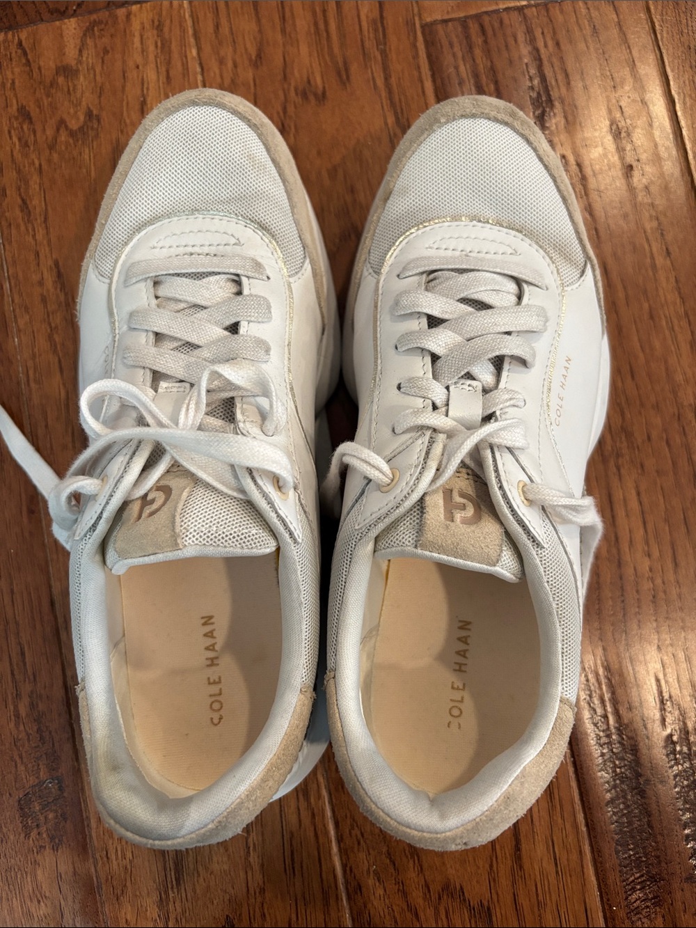 Cole Haan White and Cream Women's Lace-Up Sneakers